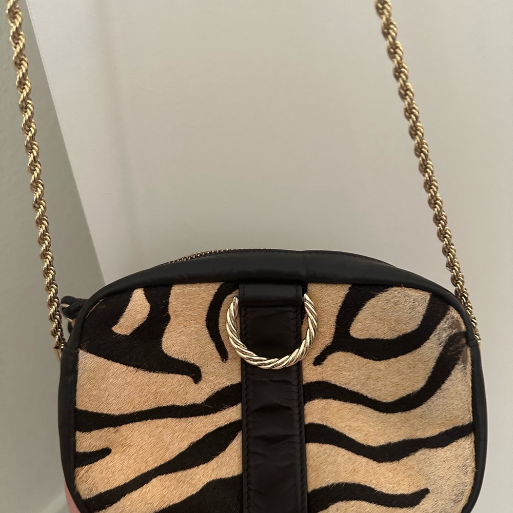 Loeffler Randall Animal Print Crossbody Bag with Gold Chain